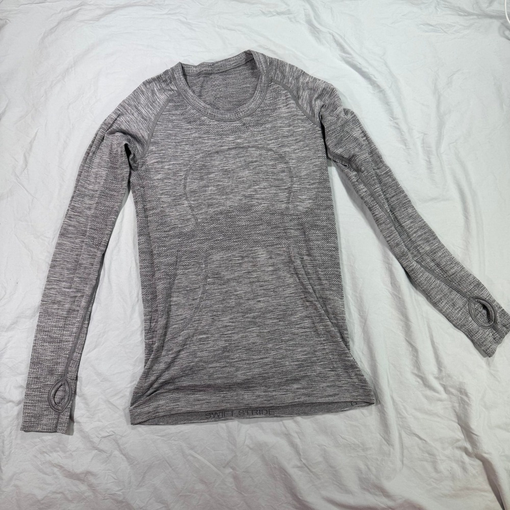 Lululemon Swiftly Tech Long Sleeve 2.0 Heathered Grey Running Shirt Size 6